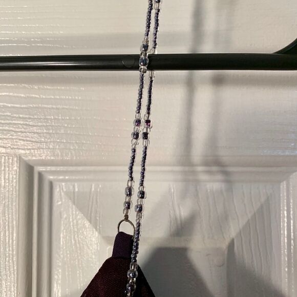 Eggplant Beaded Spaghetti Strap Crepe Dress Size S - Picture 6 of 6